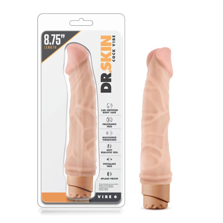Dr. Skin Cock Vibe 6 Realistic 8.75 in. Vibrating Dildo Beige